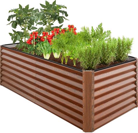 planter box with metal sides|metal elevated planter box.